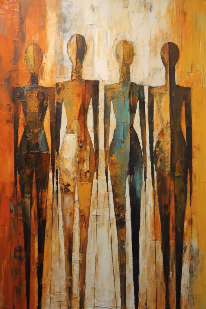 A painting of a group of people A painting of a group of people