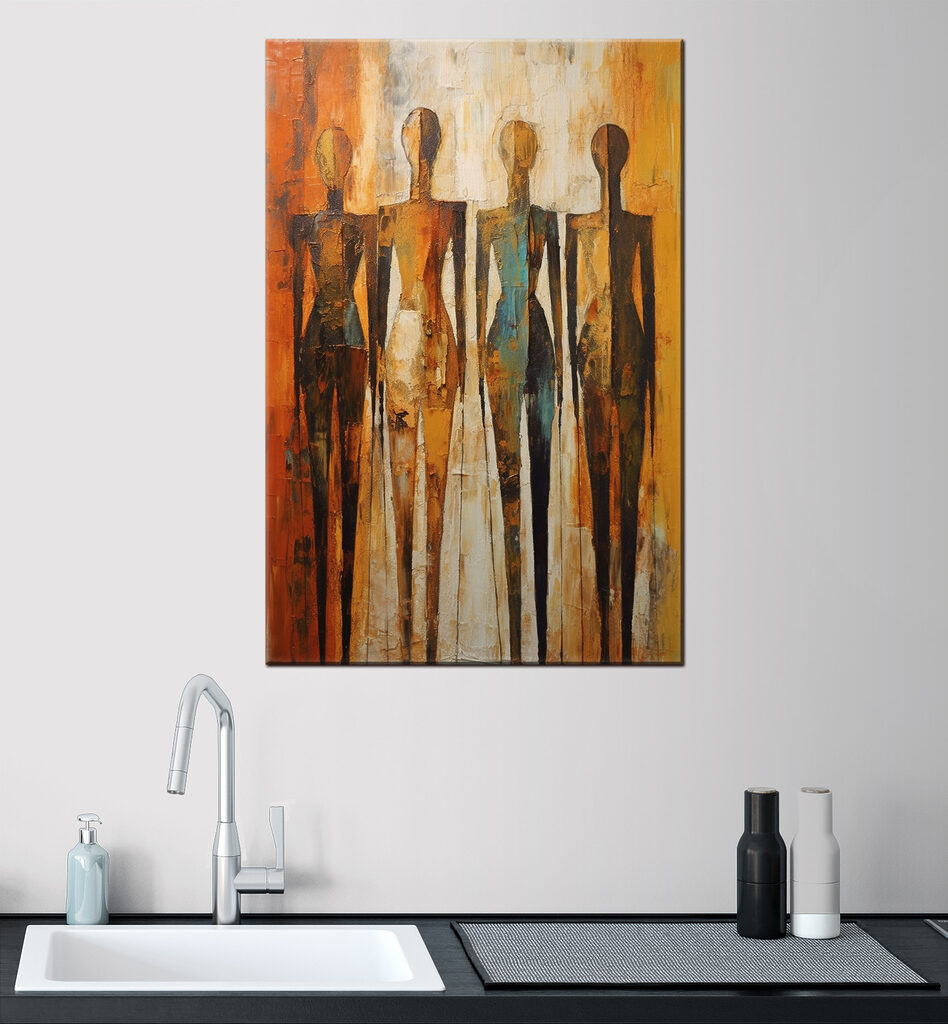 A painting of a group of people A painting of a group of people