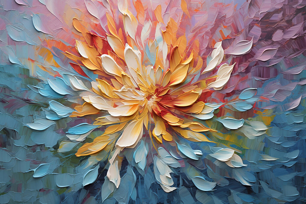 A painting of a flower