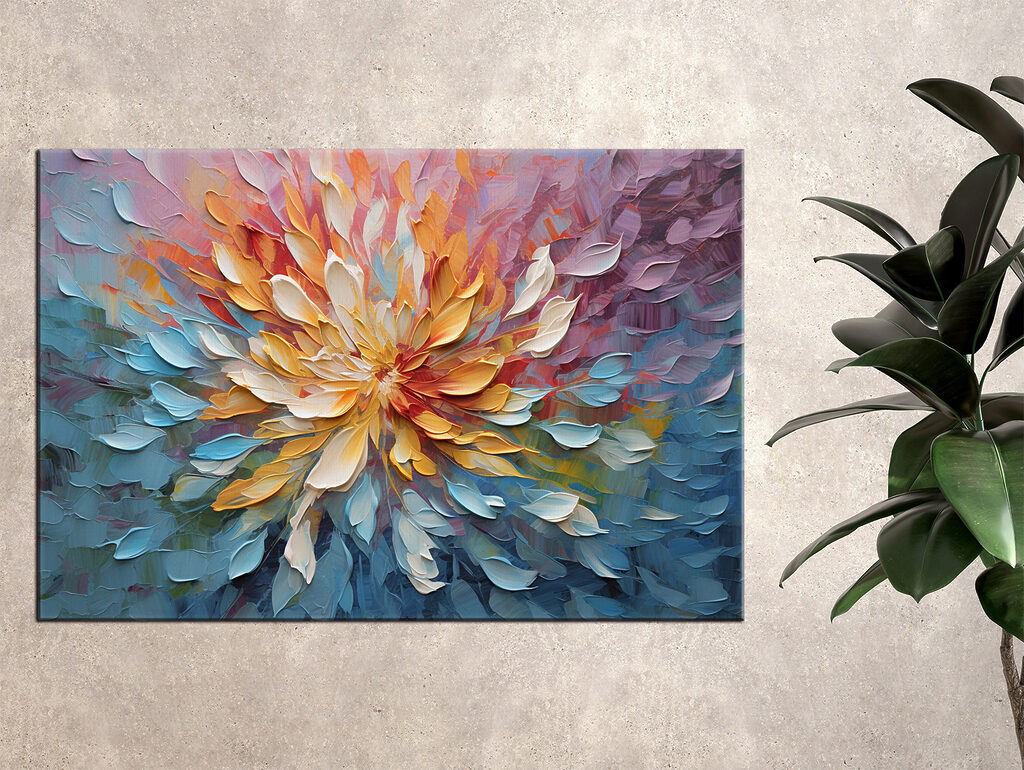 A painting of a flower