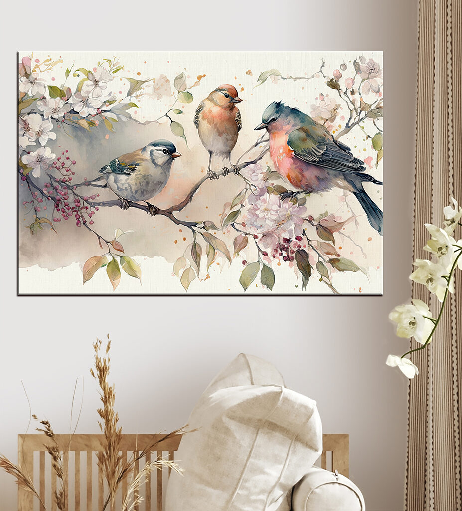 A group of birds on a branch