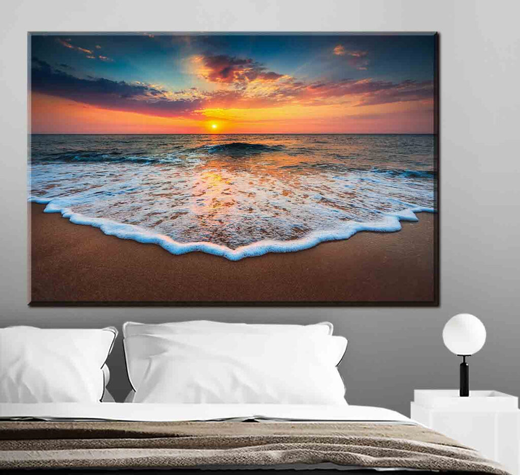 A sunset over a beach