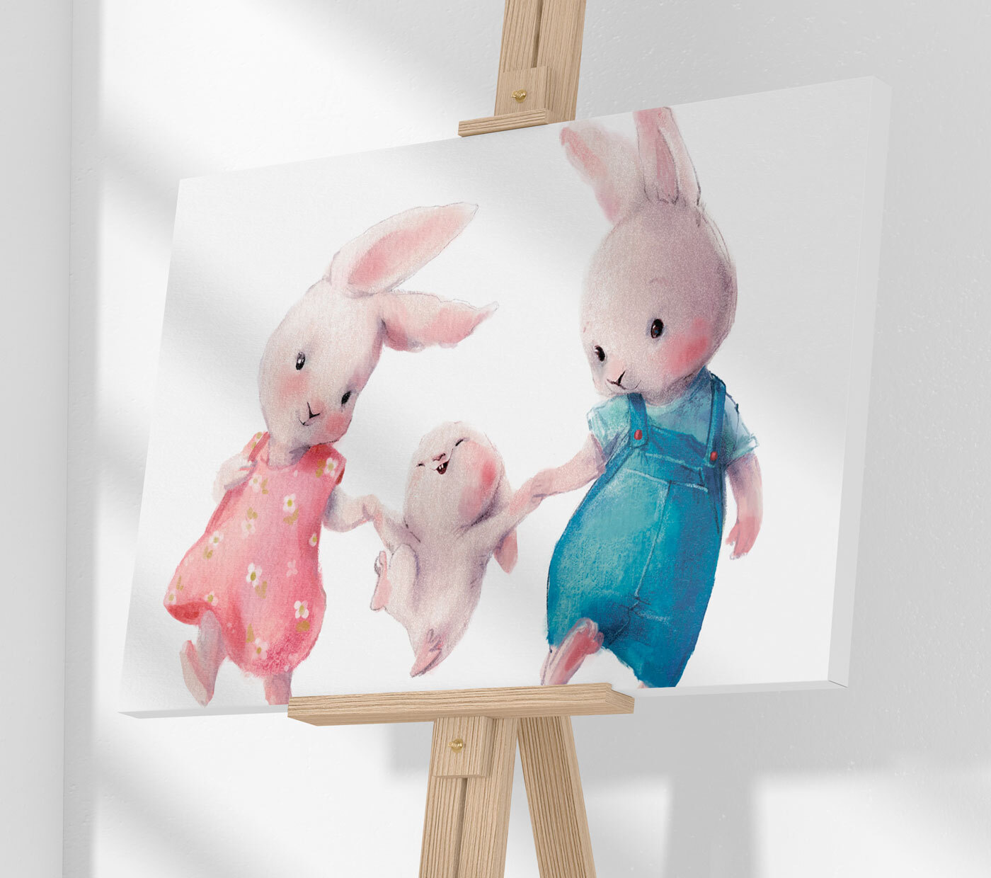 A group of bunnies holding hands A group of bunnies holding hands