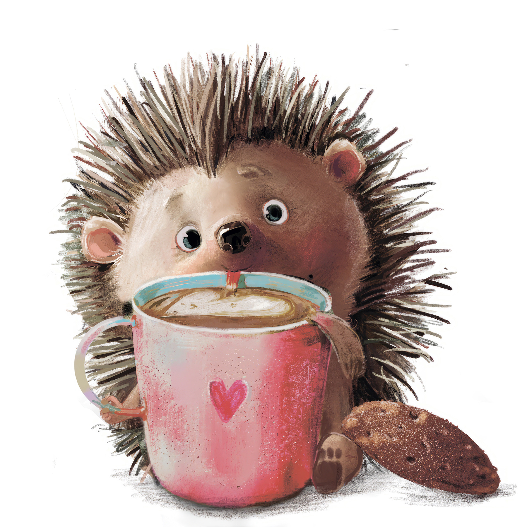 A hedgehog holding a cup of coffee A hedgehog holding a cup of coffee