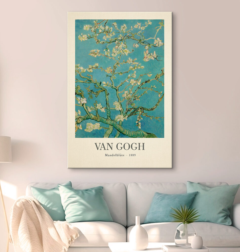 A painting of a tree with white flowers