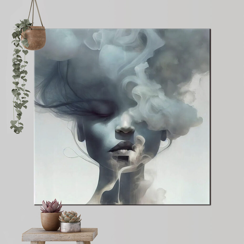 A woman with smoke in her hair A woman with smoke in her hair