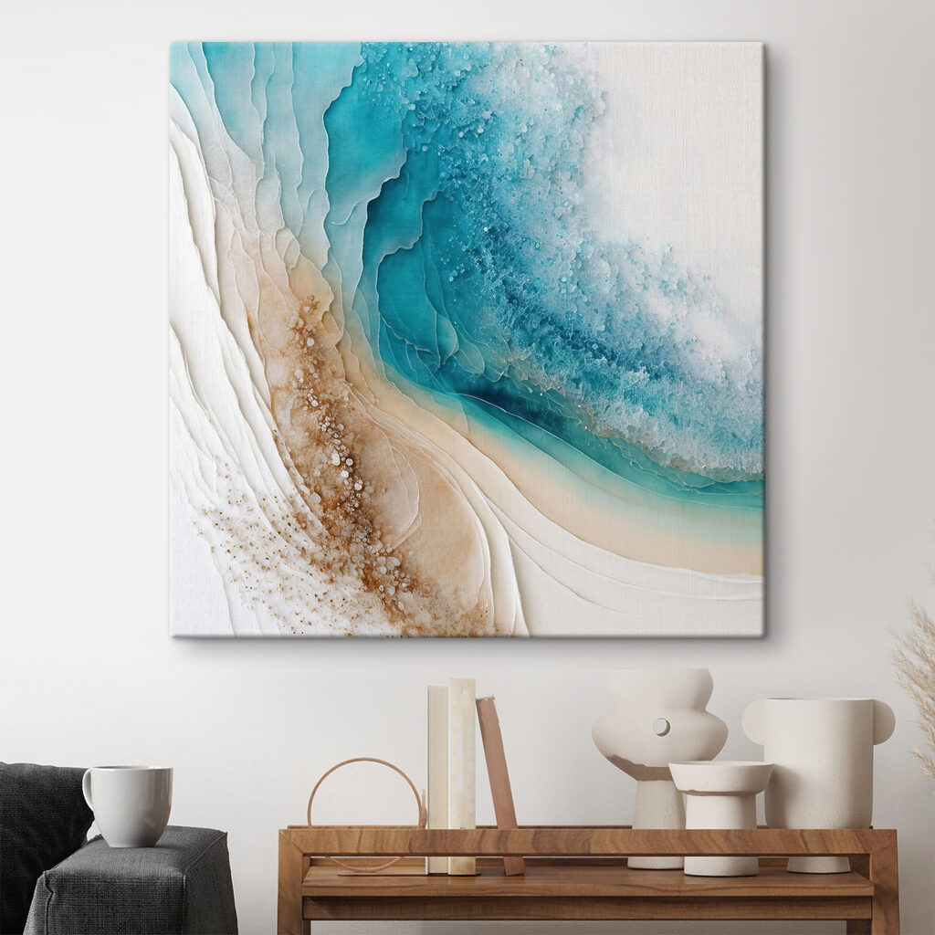 A blue and white watercolor painting