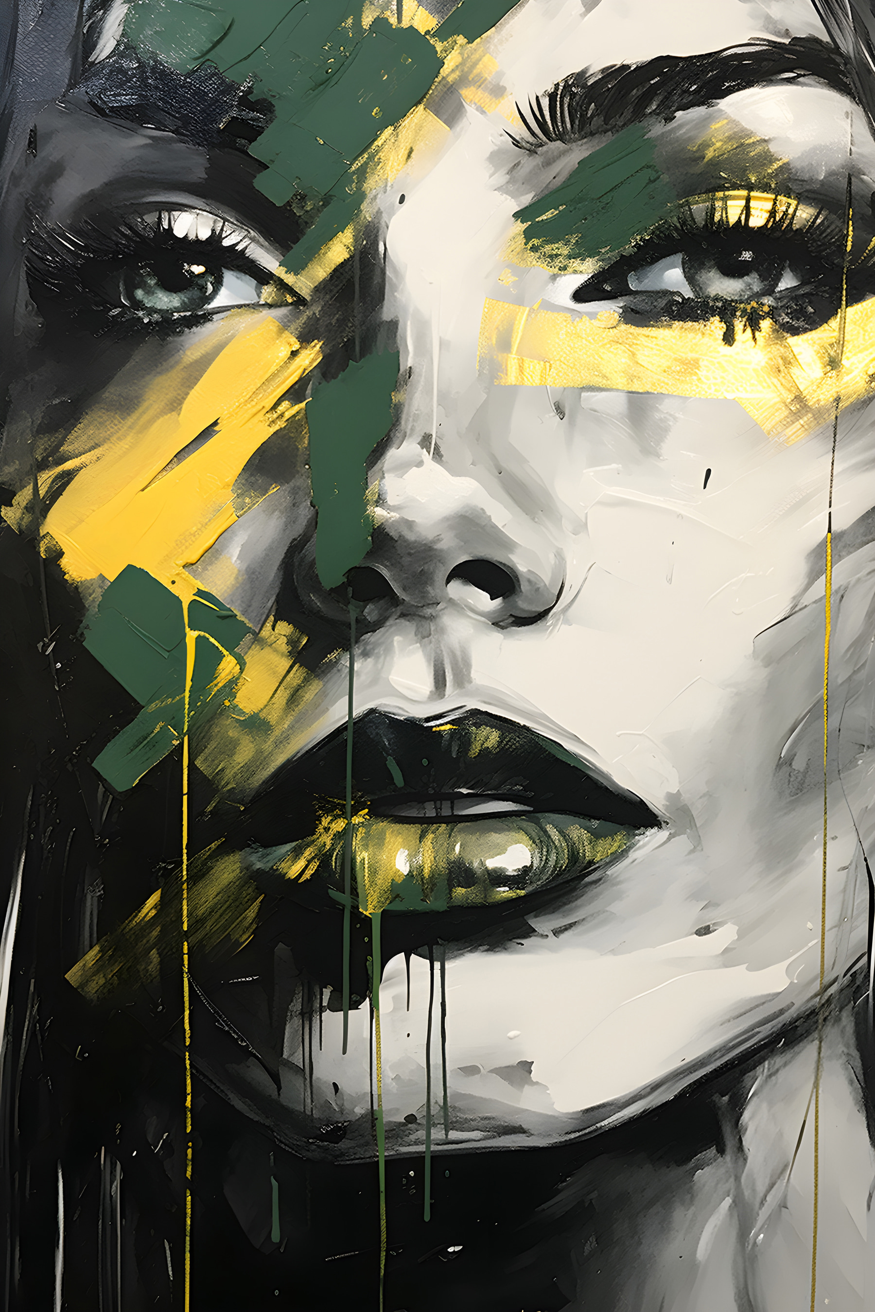 A painting of a woman's face