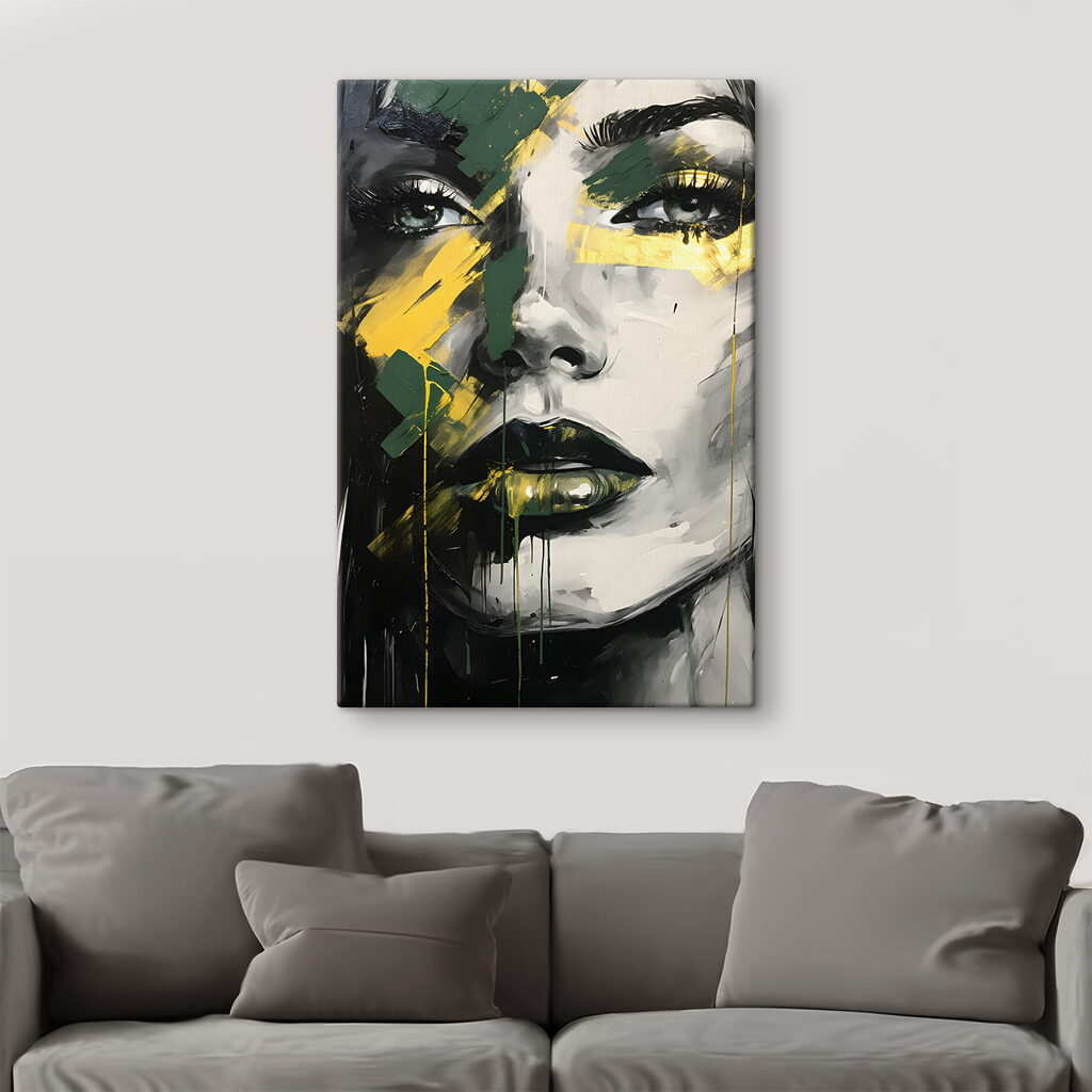 A painting of a woman's face