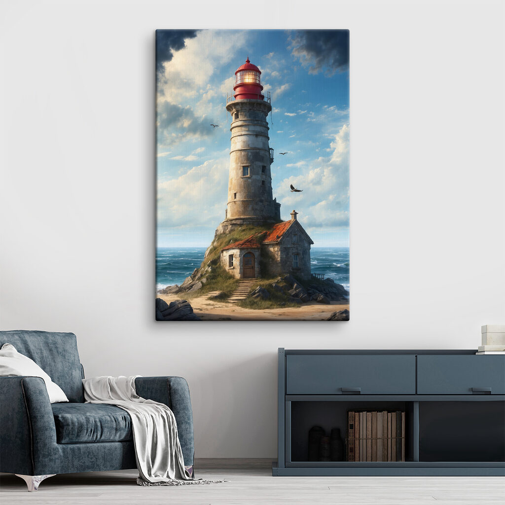 A lighthouse on a rock with Ford Island in the background A lighthouse on a rock with Ford Island in the background