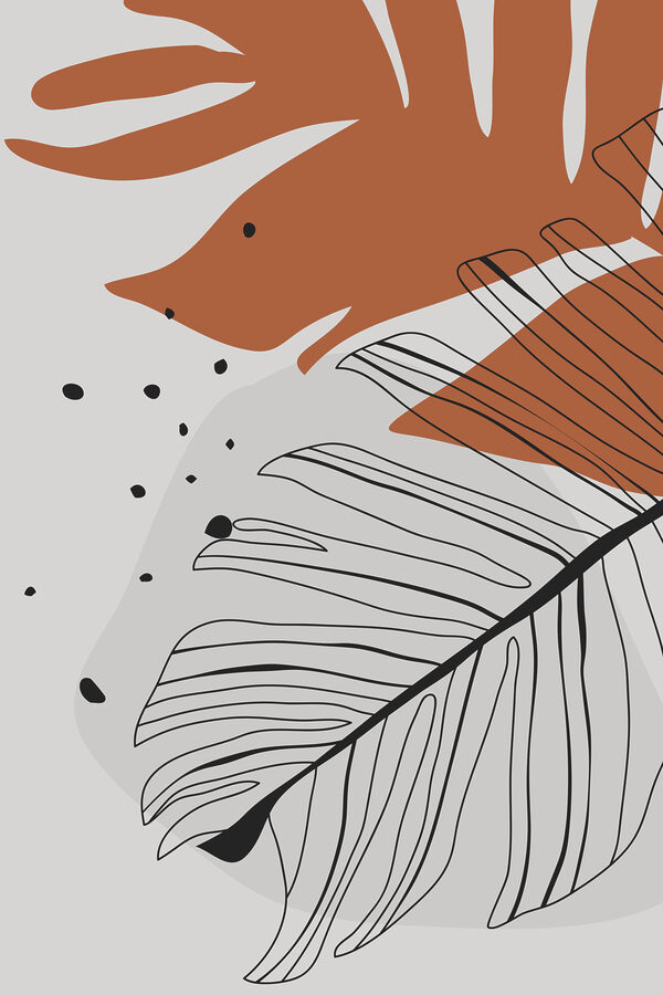 Tropical leaves in abstract design