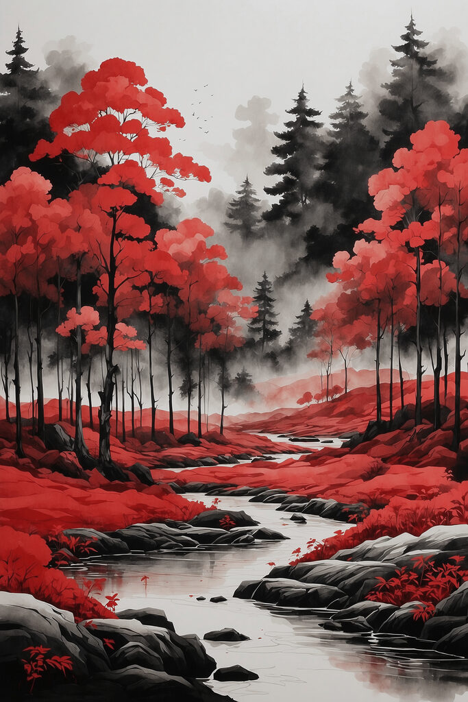 A river running through a forest