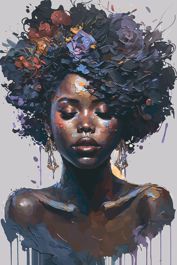 A woman with flowers in her hair