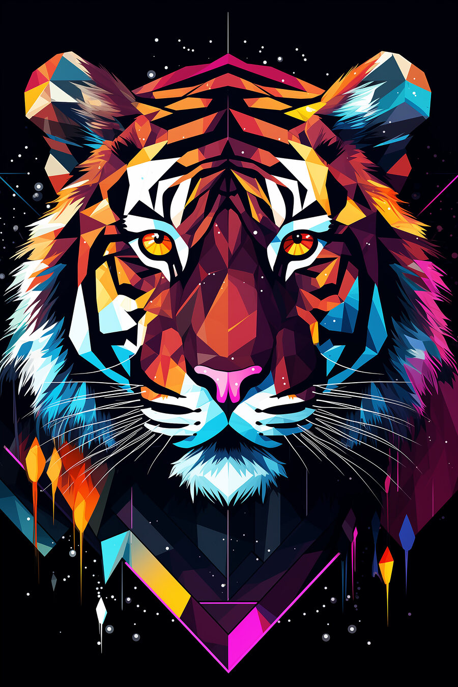 Farebný tiger s bielymi fúzmi Farebný tiger s bielymi fúzmi
