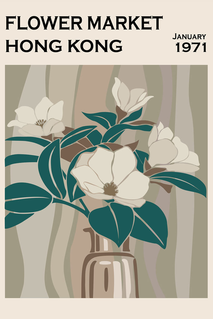 A vase with flowers and leaves A vase with flowers and leaves