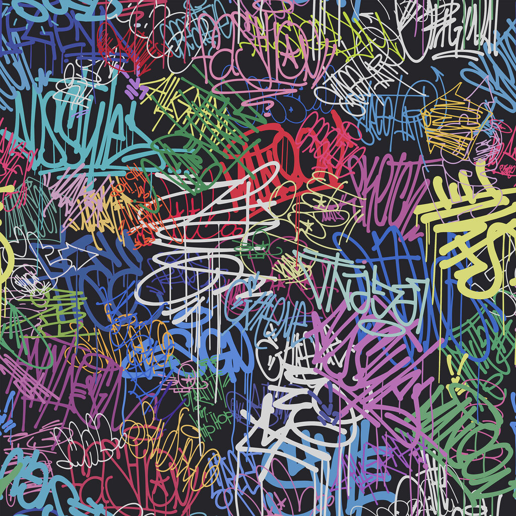 A colorful graffiti on a black background A colorful graffiti on a black background