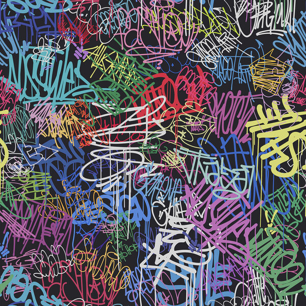 Farebné graffiti na čiernom pozadí Farebné graffiti na čiernom pozadí