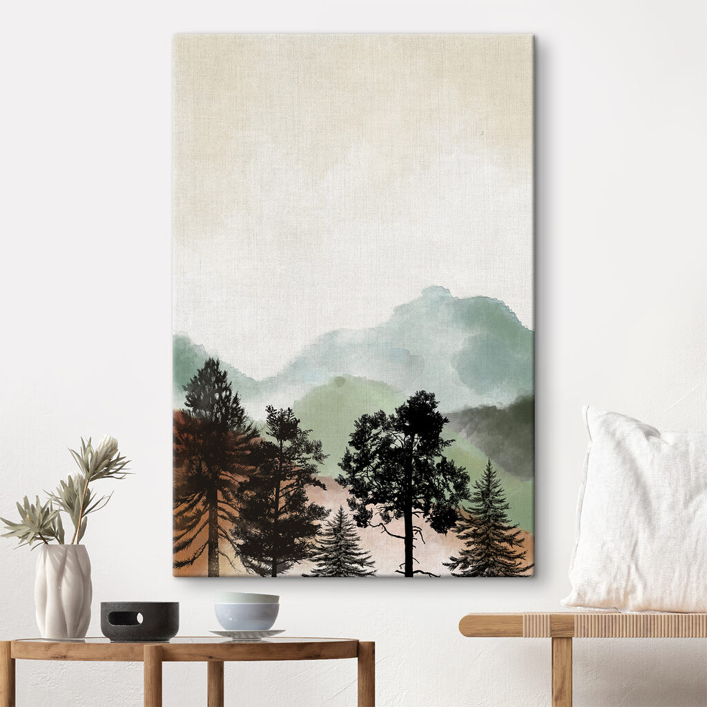 A landscape with trees and mountains A landscape with trees and mountains