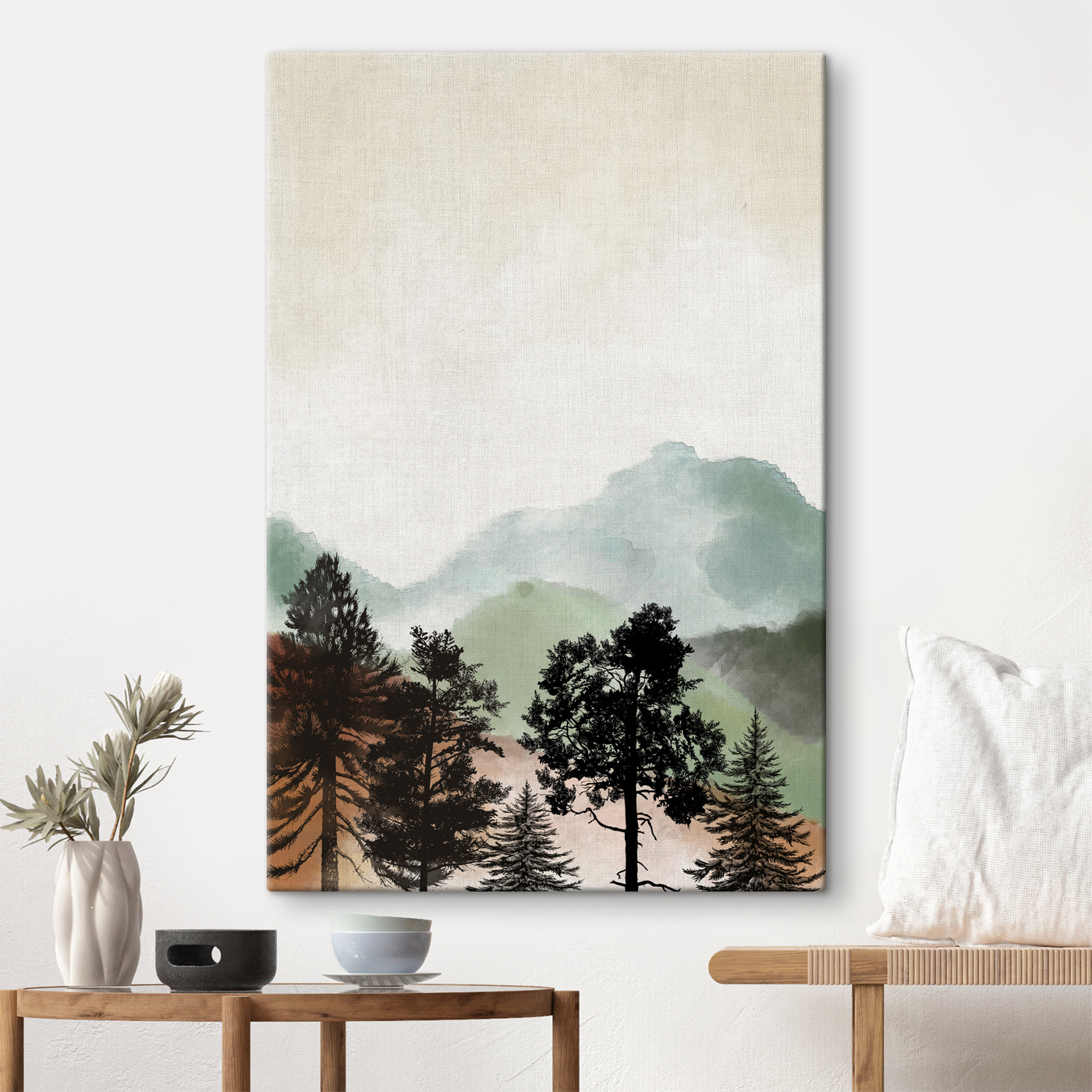 A landscape with trees and mountains A landscape with trees and mountains
