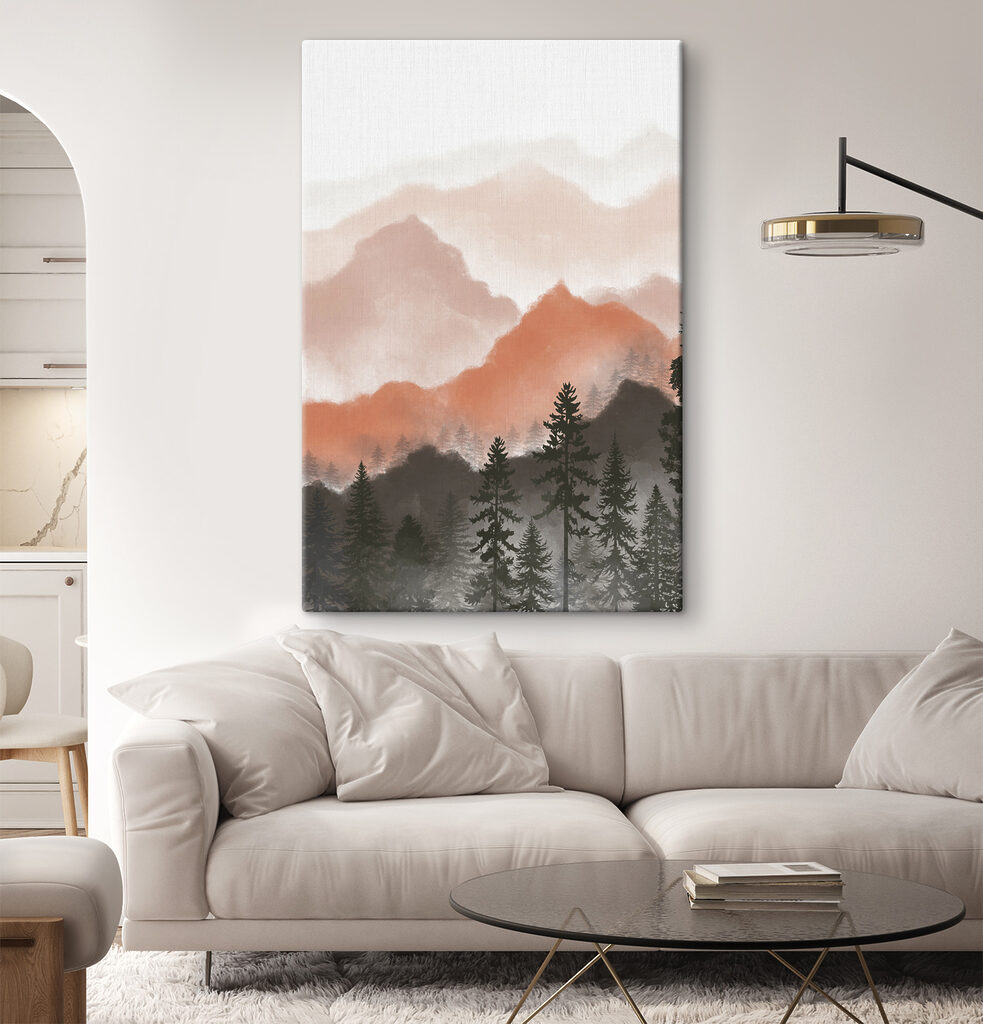 A landscape of mountains and trees A landscape of mountains and trees