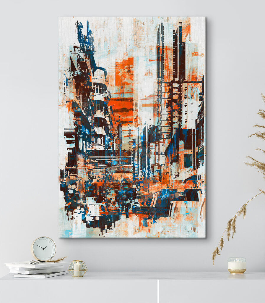 A painting of a city A painting of a city