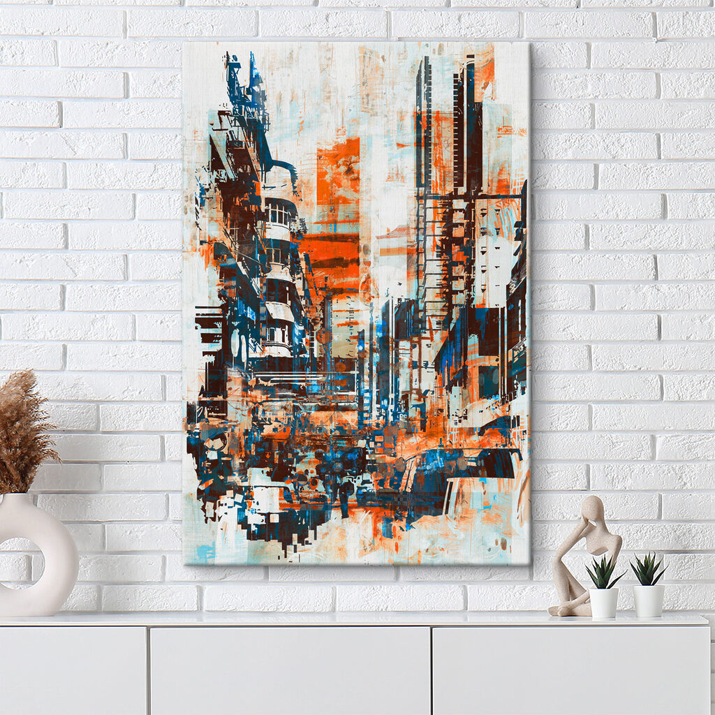 A painting of a city A painting of a city