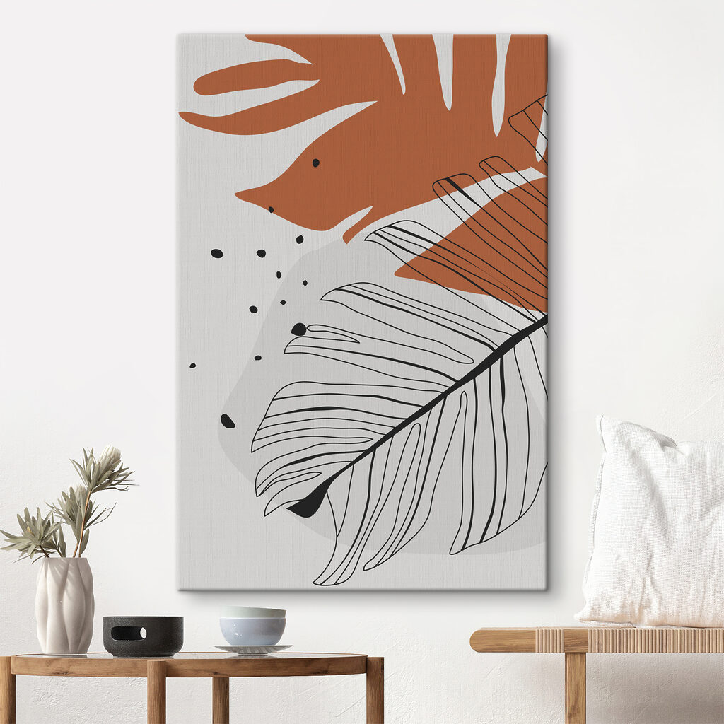 Tropical leaves in abstract design