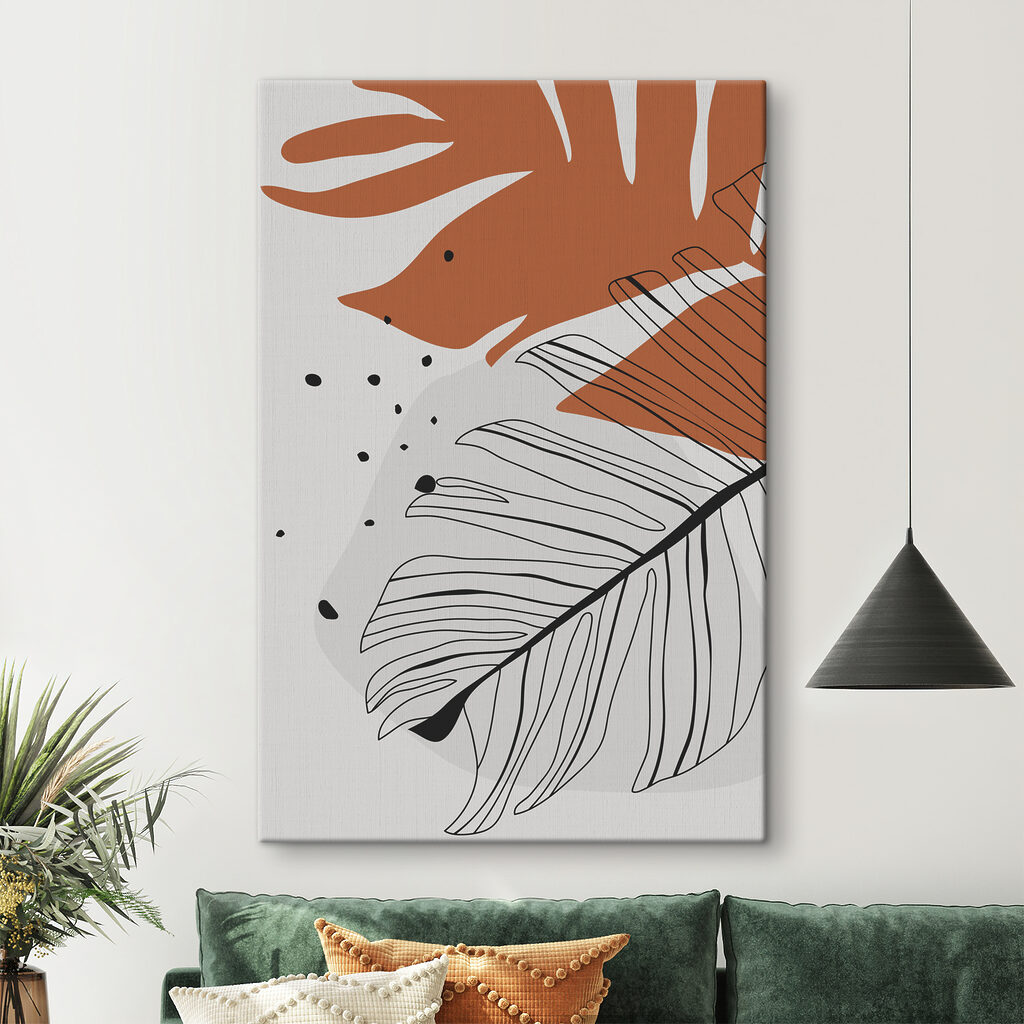 Tropical leaves in abstract design