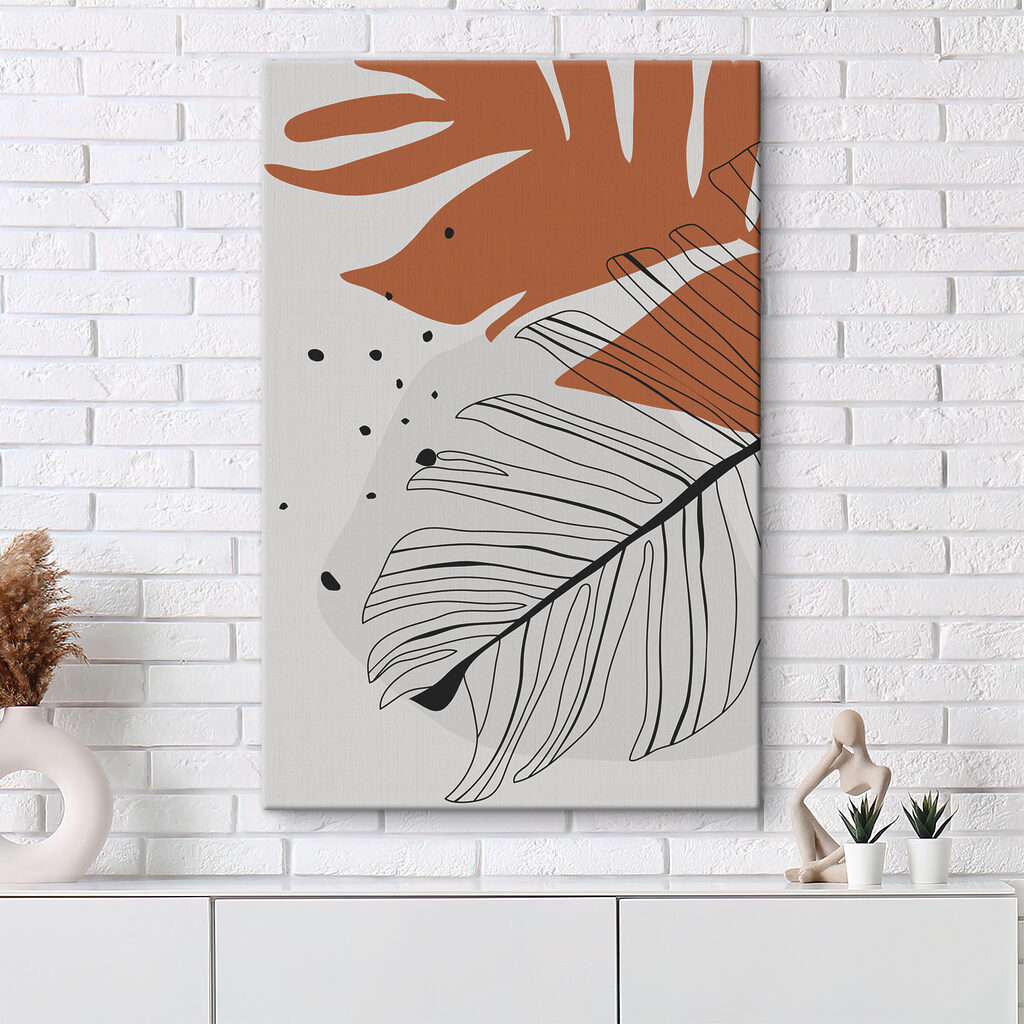 Tropical leaves in abstract design