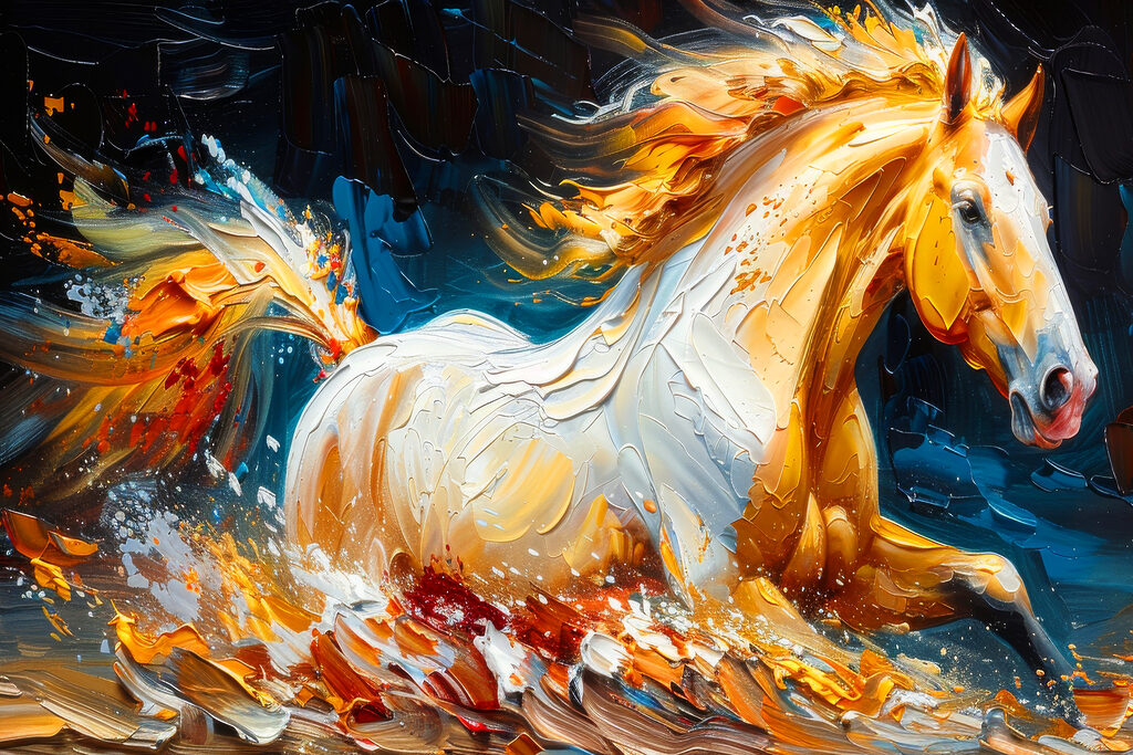 A painting of a horse