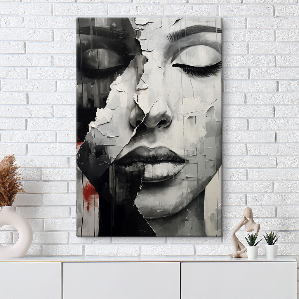 A painting of a woman's face A painting of a woman's face