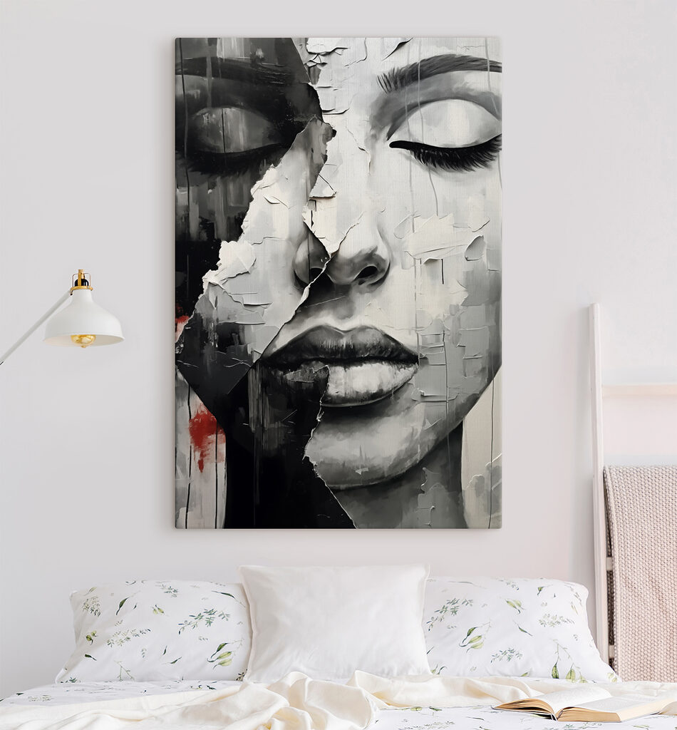 A painting of a woman's face A painting of a woman's face