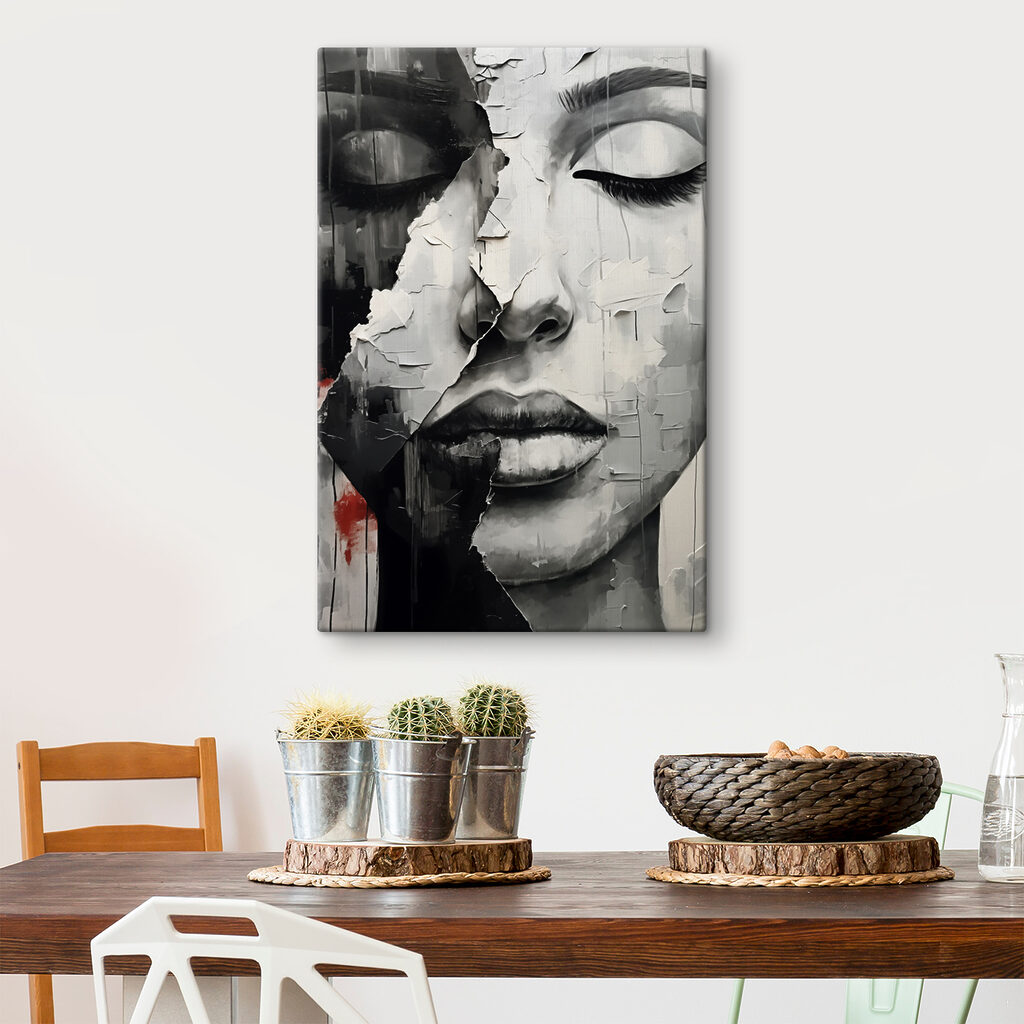 A painting of a woman's face A painting of a woman's face