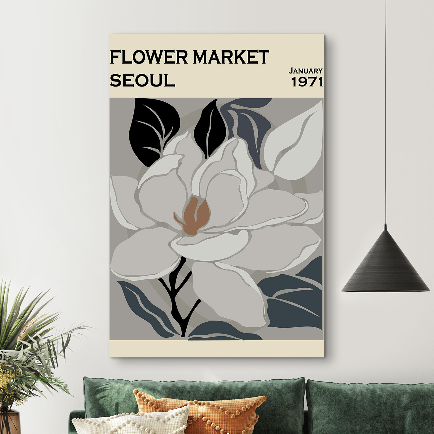 A white flower with black leaves A white flower with black leaves