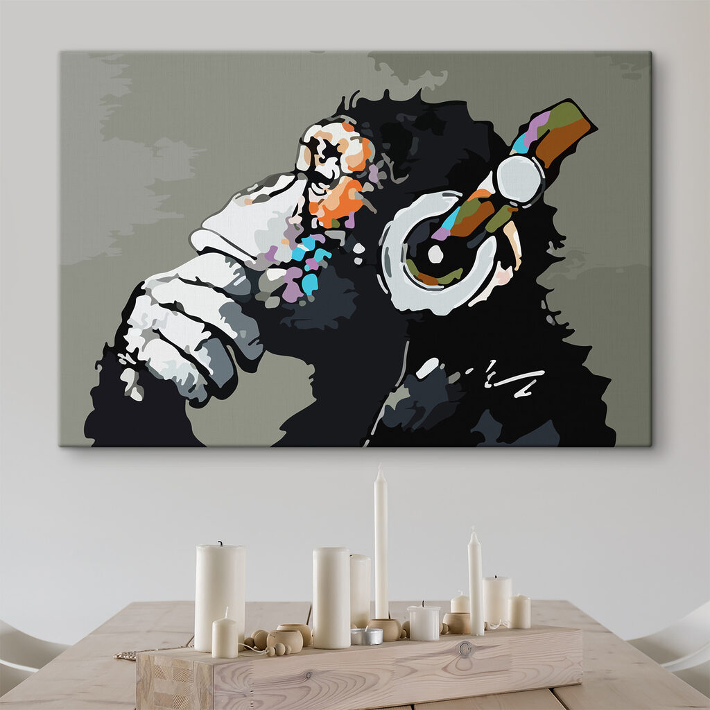 A cartoon of a monkey holding a headphone A cartoon of a monkey holding a headphone