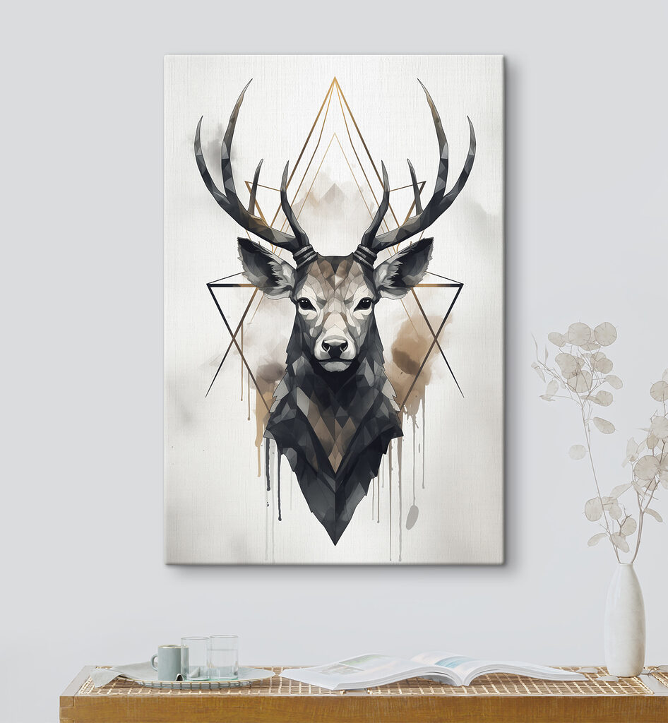 A painting of a deer with antlers
