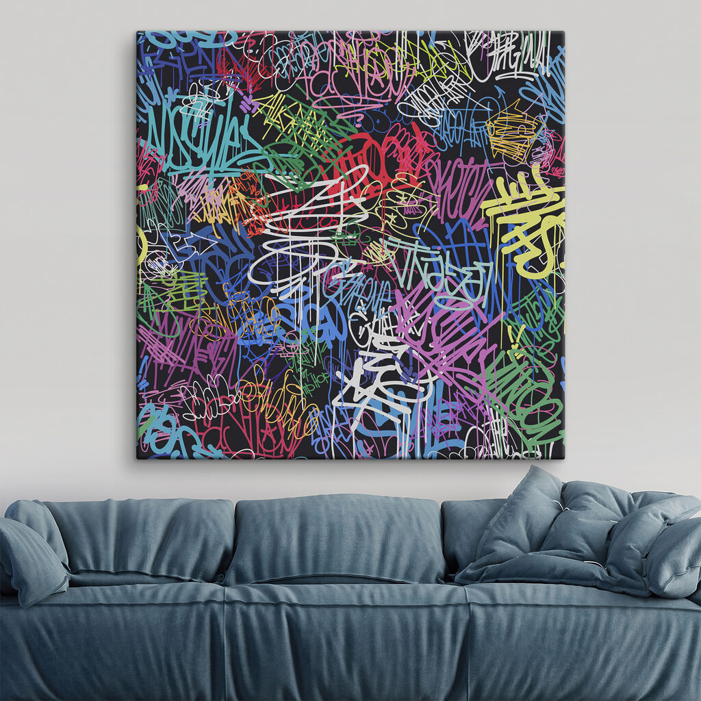 A colorful graffiti on a black background A colorful graffiti on a black background