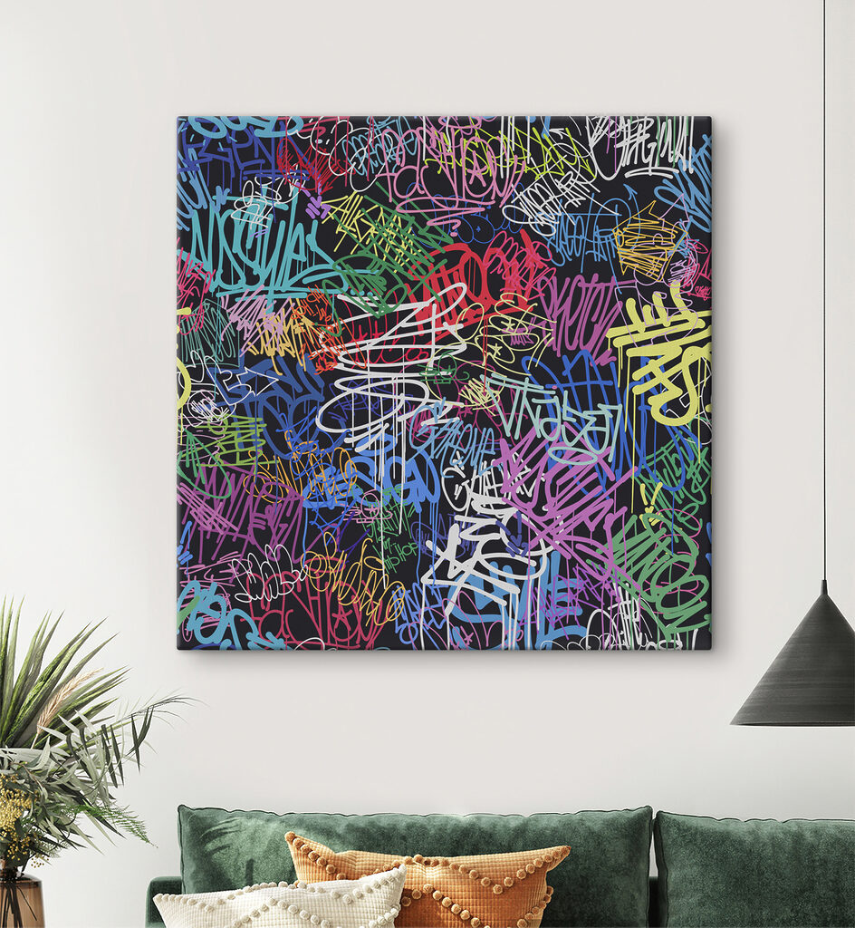 A colorful graffiti on a black background A colorful graffiti on a black background