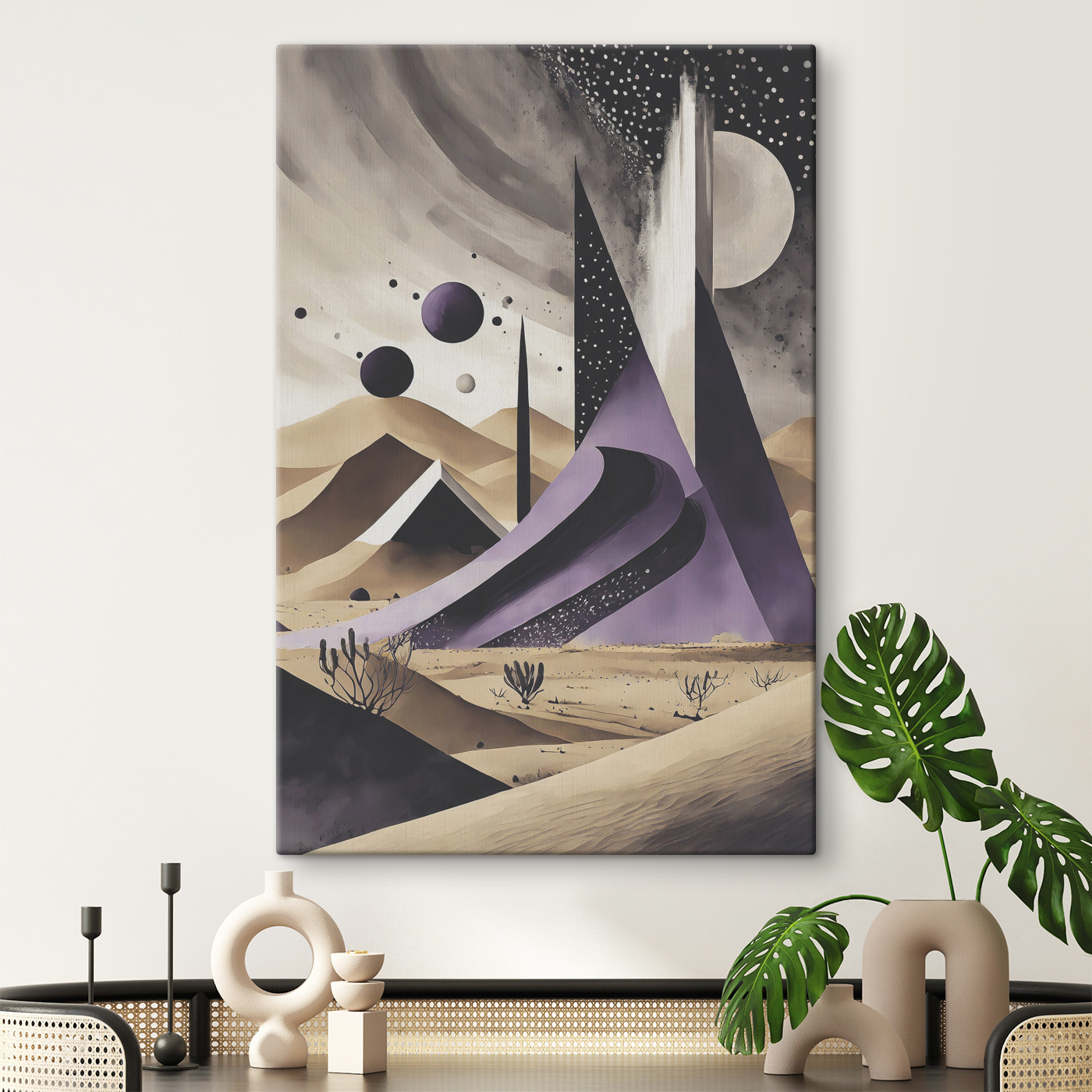 A purple and white desert landscape A purple and white desert landscape