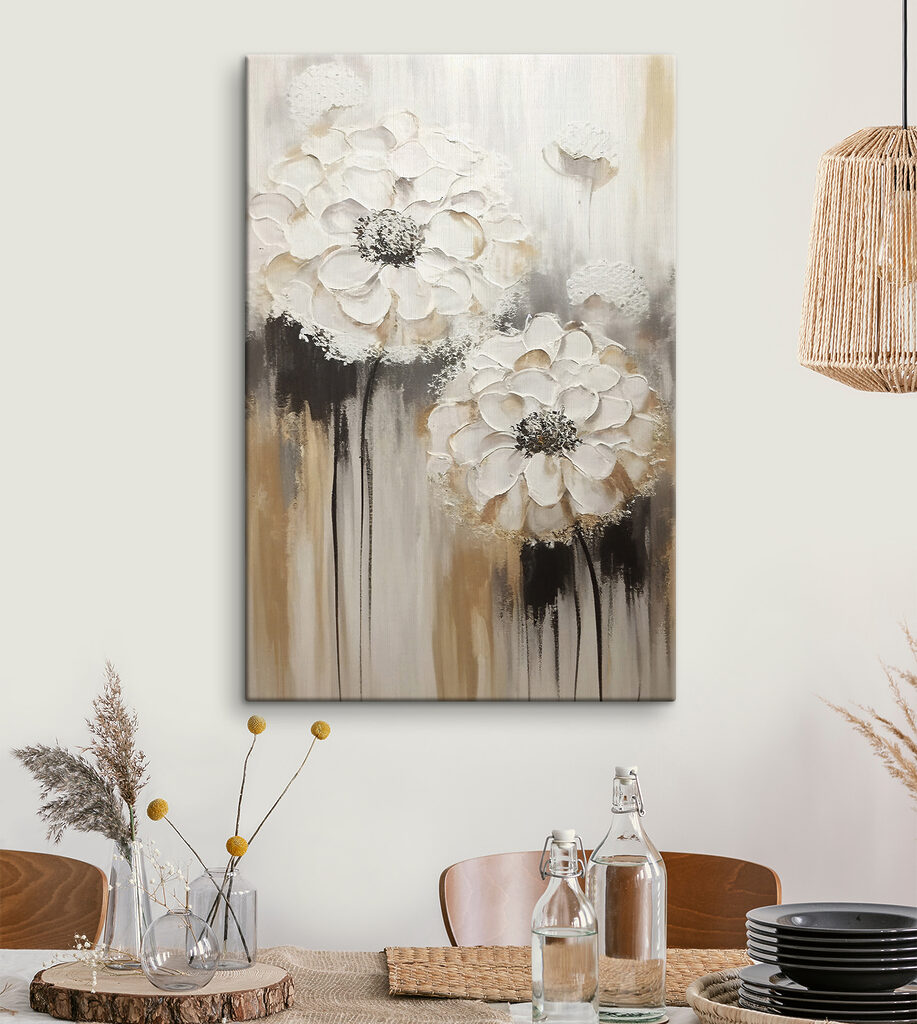 A painting of white flowers A painting of white flowers