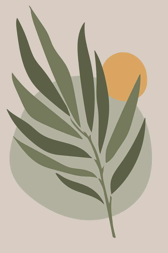 A green leaf with a yellow circle