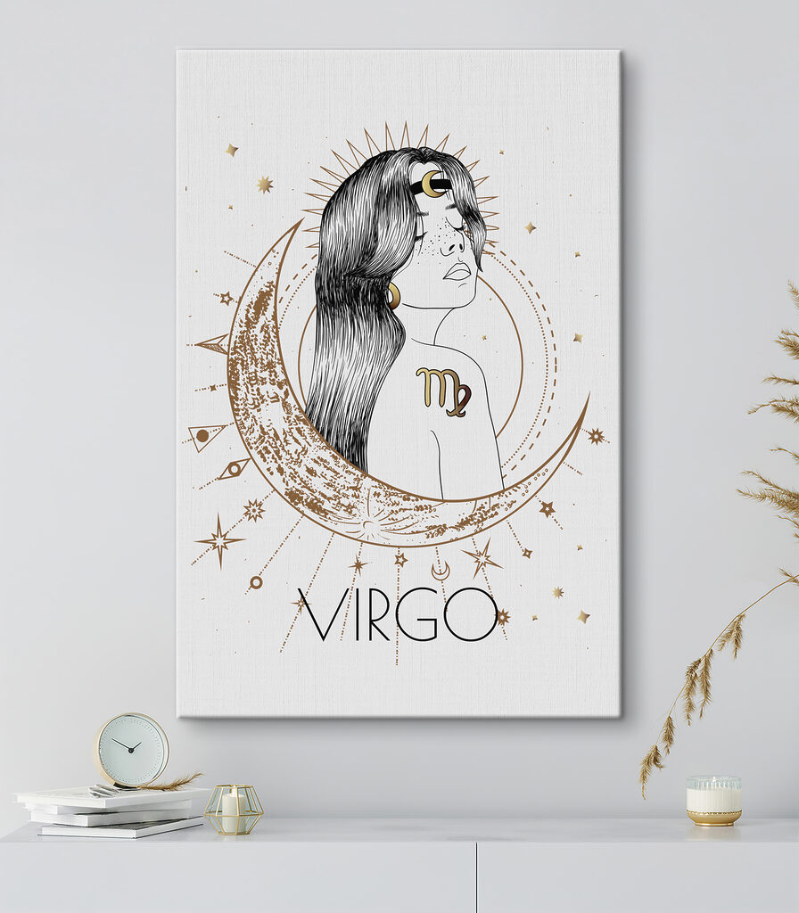 A drawing of a woman with a moon and stars A drawing of a woman with a moon and stars