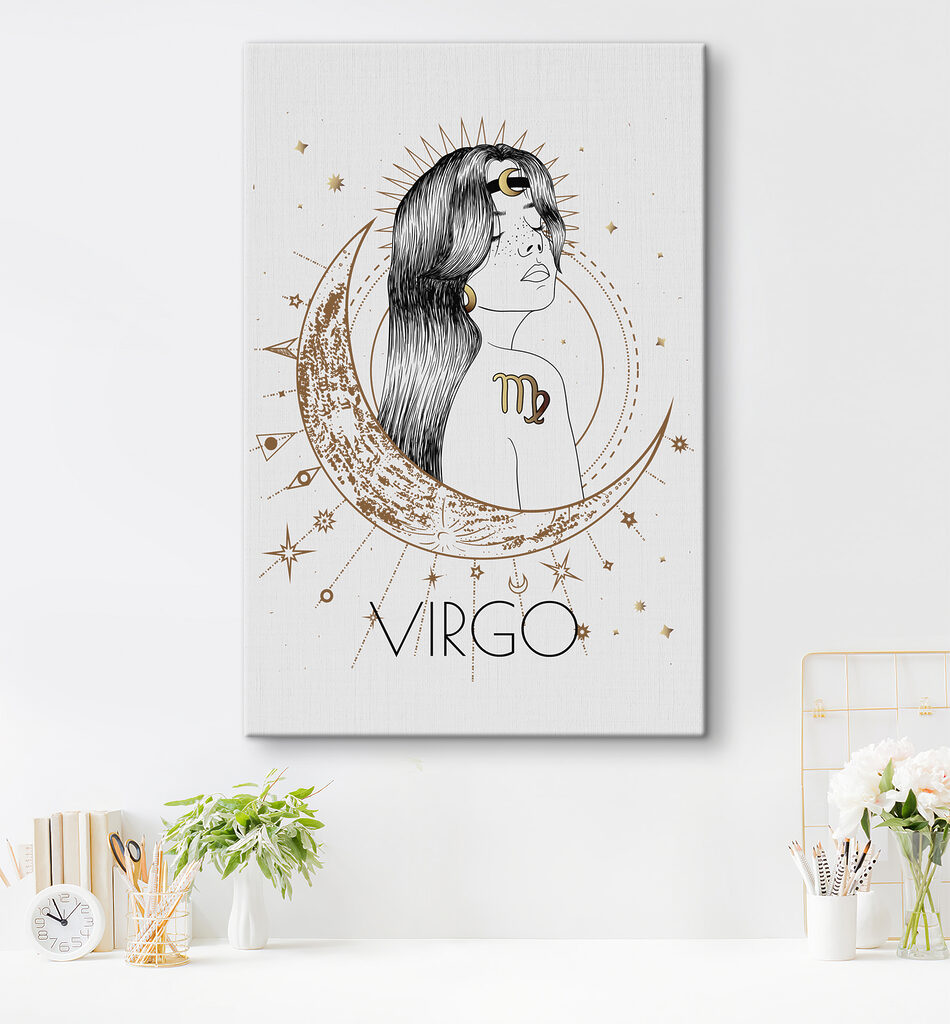 A drawing of a woman with a moon and stars A drawing of a woman with a moon and stars