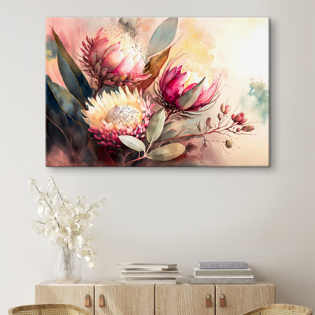 A painting of flowers and leaves A painting of flowers and leaves