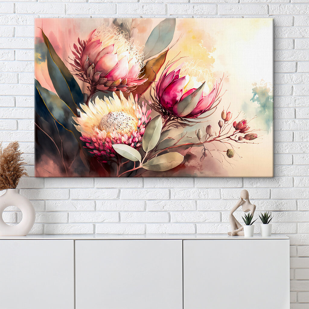 A painting of flowers and leaves A painting of flowers and leaves