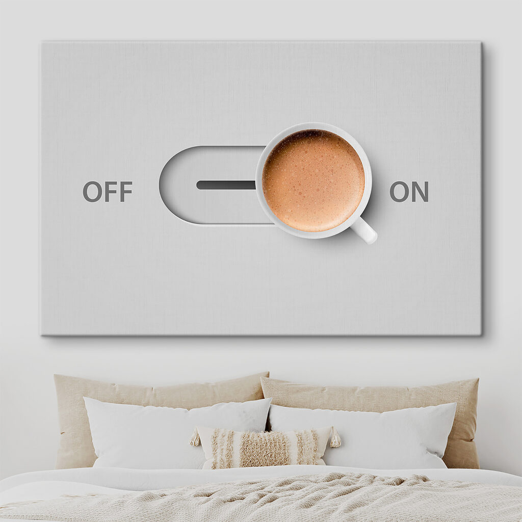 A cup of coffee on a switch A cup of coffee on a switch
