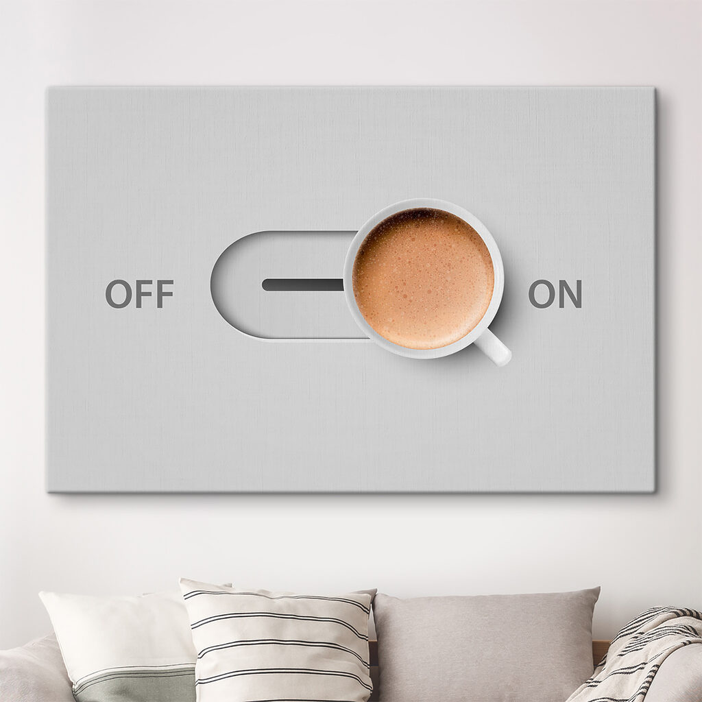 A cup of coffee on a switch A cup of coffee on a switch