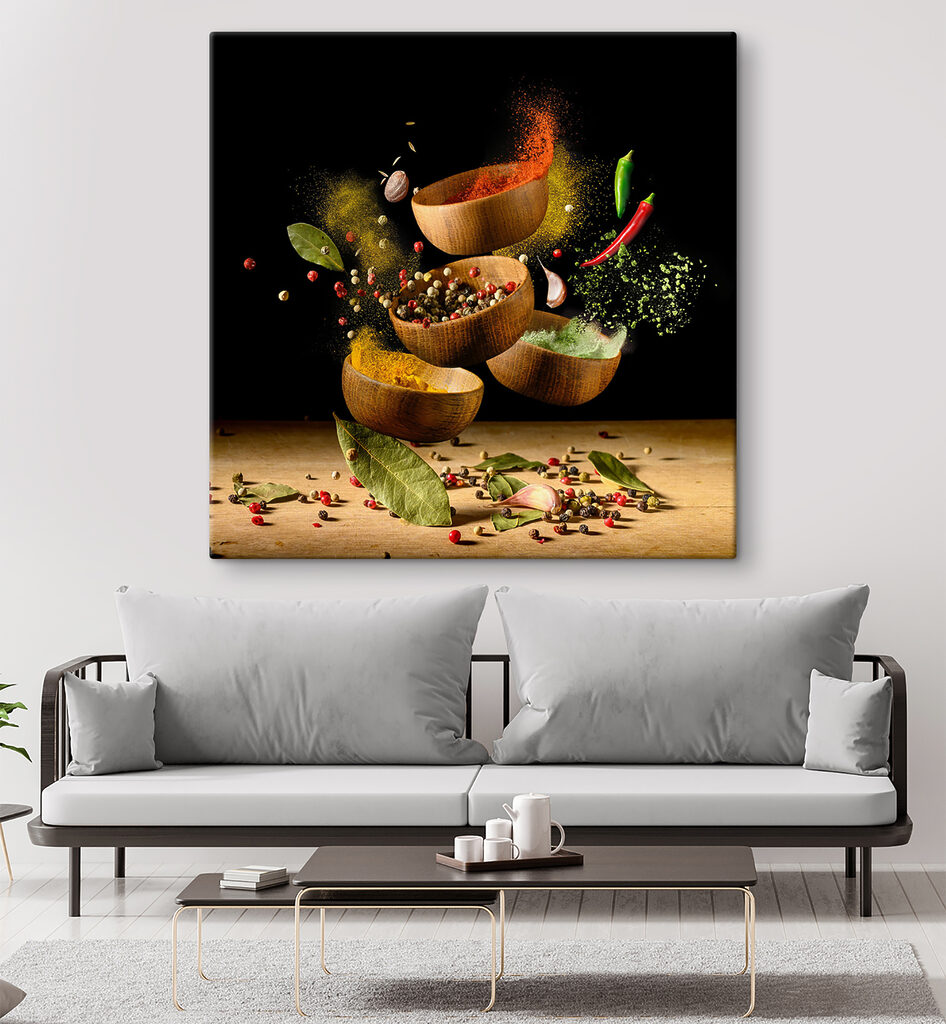 A group of bowls with spices and herbs A group of bowls with spices and herbs