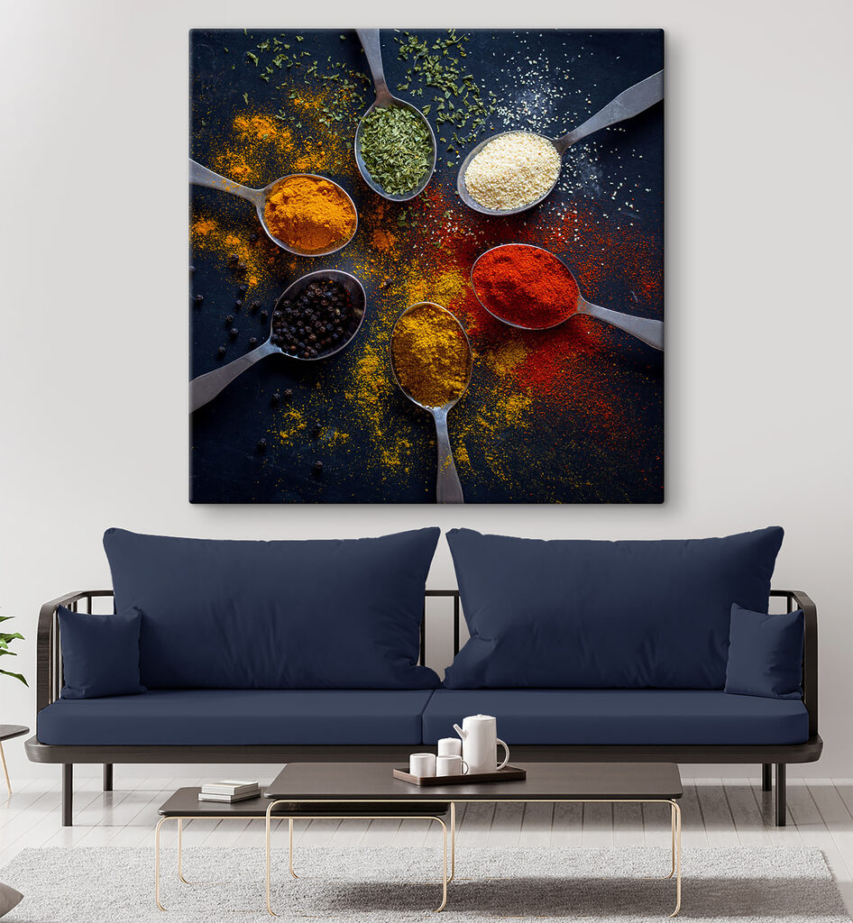 A group of spoons with different spices A group of spoons with different spices