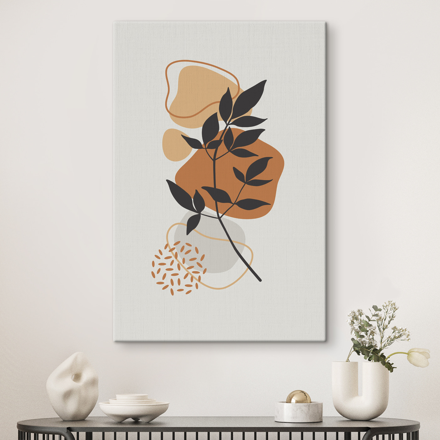 A plant with leaves and brown shapes A plant with leaves and brown shapes